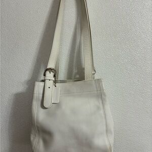 Vintage Coach Soho Bucket Bag White Leather Tote Bag